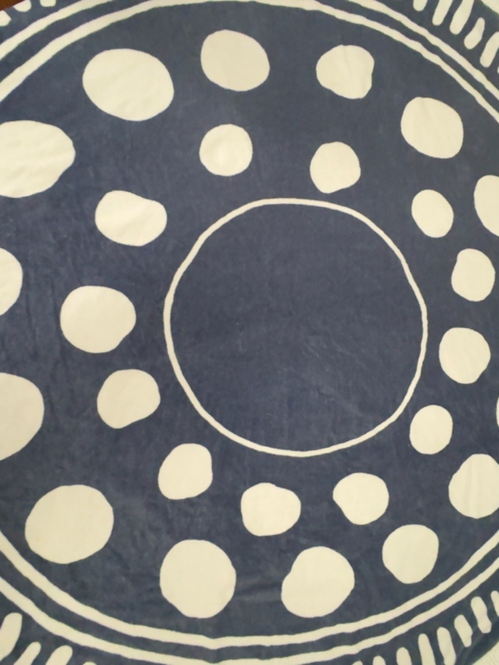 Pottery Barn Kids Indigo Dot Round Beach Towel 60” Navy